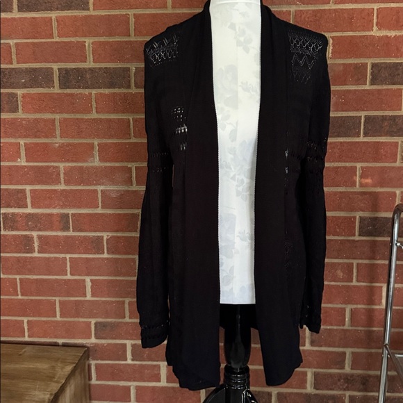 united states sweaters Sweaters - United States Sweaters 100% Rayon Long Black Open Cardigan